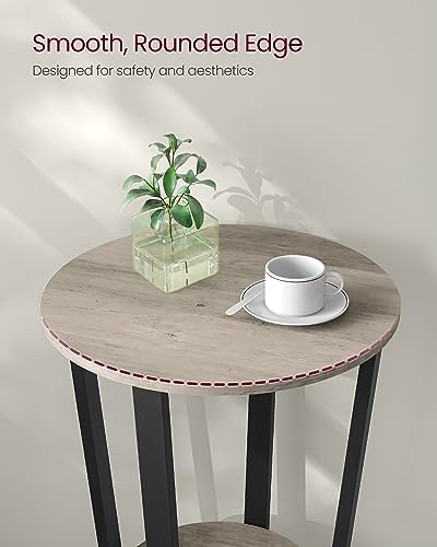 VASAGLE Round Side End Table, 2-Tier Accent Nightstand with Storage Shelf | Easy Assembly, Bedside Table Small Spaces, Living Room, Bedroom, Heather Greige and Ink Black, BARNET Collection ULET057B02 - color: Heather Greige + Ink Black, size: 19.7"Dia. x