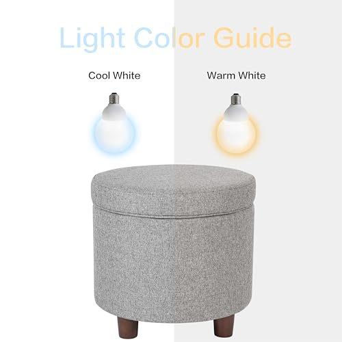 HomePop 19" Round Storage Ottoman - Light Gray Tweed - color: Light Gray