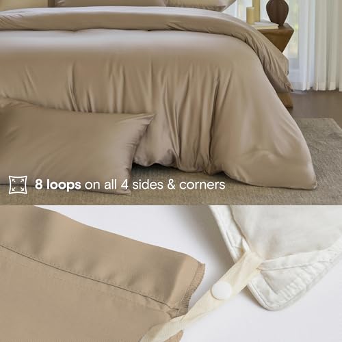 DOZ Duvet Cover Set, 100% Viscose derived from Bamboo, Organically Grown, Buttery Soft, Cooling Duvet Covers, High GSM, 1 Duvet Cover and 1 Pillowcase, 70"x90" (Dune, Twin/Twin XL) - color: Dune, size: Twin/Twin XL