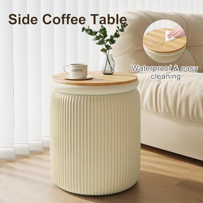 Beige Ottoman with Storage Set of 2, Upholstered Velvet Vanity Stool, Comfy Round Makeup Vanity Stools, Large Storage Ottoman Foot Rest, Pouf Seat for Living Room/Bedroom - color: Beige