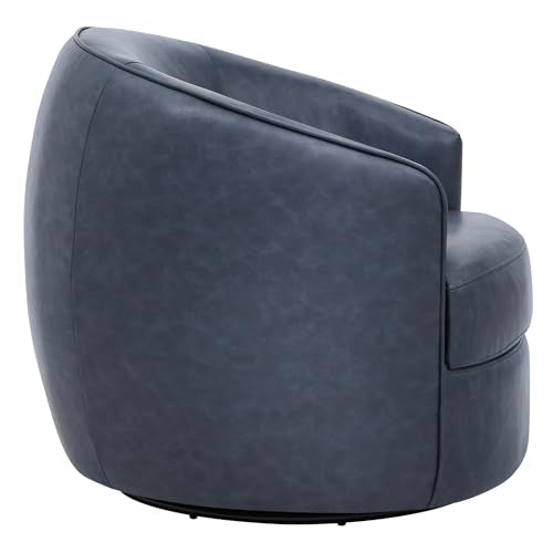 CHITA Leather Barrel Swivel Accent Chair, Wood Frame, Fully Assembled, Blue | Modern Armchair with FSC Certified Wood Frame, Living Room Chair for bedroom & office, 31.5"Dx32.3"Wx28.7"H, 350 Lbs Capacity - color: Blue - Faux Leather