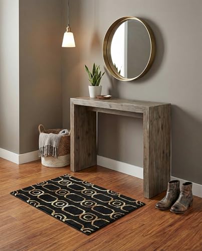 Rugs.com Vogue Geo Collection Rug – 2x3 Black Medium-Pile Rug Perfect for Entryways, Kitchens, Breakfast Nooks, Accent Pieces - color: Black and Gold, size: 2' x 3' Rectangular