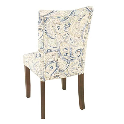 HomePop Classic Parsons Dining Chair - Blue Velvet Paisley Print (Set of 2) - color: Blue Velvet, style: Pack of 2