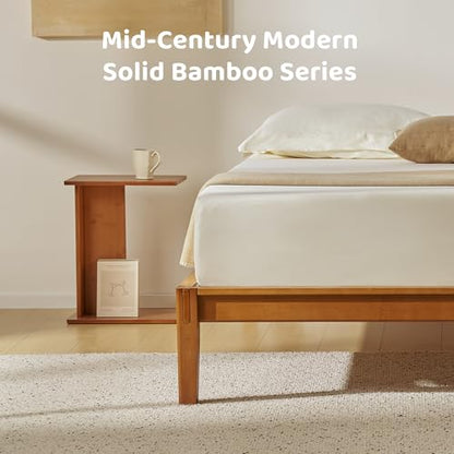 RECCI Solid Bamboo C-Shaped End Table Set of 2 for Couch and Sofa, Sustainable Mid-Century Modern Wood Side Table for Living Room or Bedroom, Easy Assembly C Table Nightstand (Walnut) - color: Walnut