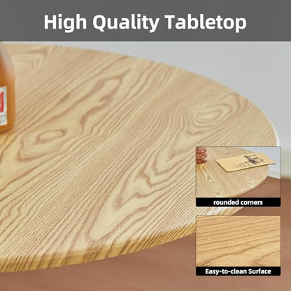 Round Dining Table, 24" Circle Tulip Table with Thickened Tabletop & Metal Pedestal, Mid Century Modern Bistro Table for Kitchen, Small Places, Living Room, Cafe (Faux Oak) - color: Faux Oak, size: 24"