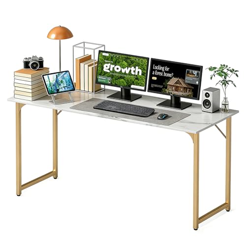 BestOffice Computer Desk,Home Office Desk, Modern Simple Style for Home Office Study Writing (Gold, 55 Inch) - color: Gold, size: 55 Inch