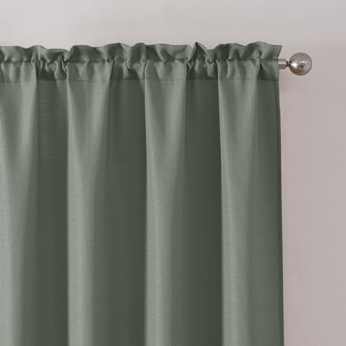 Chyhomenyc Bennet Olive Green Window Valance, Faux Linen Slub Textured Semi Sheer Small Kitchen Cafe Valance for Bathroom Laundry Basement, 30 Wx14 L, 2 Piece - color: Olive Green, size: 30"W x 14"L (Pack of 2)