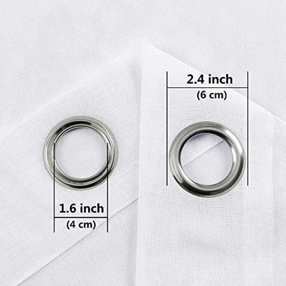 DWCN White Faux Linen Sheer Curtains - Grommet Voile Window Curtain Drapes for Bedroom Living Room 28 x 63 inch Length, Set of 2 - color: White, size: 28"W x 63"L (Pack of 2)