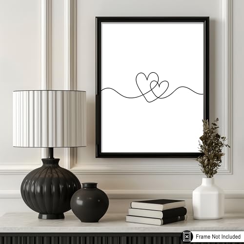 Poster Master 하트 포스터 - 러브 프린트 - 연속 라인 아트 - 발렌타인 데이 커플 일러스트레이션 - 미니멀 스케치 - 거실 또는 침실을 위한 로맨틱 장식, 20.3x25.4cm(8x10인치) 프레임 없음 - color: 스타일-13, size: 8"L x 10"W
