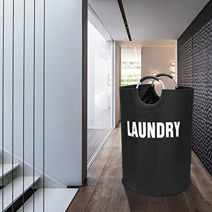 DOKEHOM 160L XX-Large Laundry Basket (7 Colors), Collapsible Laundry Bag, Foldable Laundry Hamper, Folding Washing Bin (Black, XXL) | Freestanding tall washing bin & foldable laundry bag. Extra large clothes storage basket with durable sturdy handles - co
