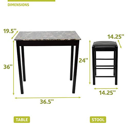 Pearington Remington High Top Counter Height Bar and Pub Table Set with 2 Chairs, Dark Espresso - color: Dark Espresso