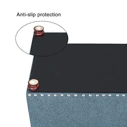 24’’ Rectangular Upholstered Storage Ottoman for Living Room- Fabric Foot Stool with Nail-Head Trim- Chests and Organizers, Load Up to 350 lb, Lake Blue - color: Lake Blue