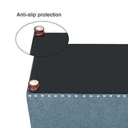 24’’ Rectangular Upholstered Storage Ottoman for Living Room- Fabric Foot Stool with Nail-Head Trim- Chests and Organizers, Load Up to 350 lb, Lake Blue - color: Lake Blue