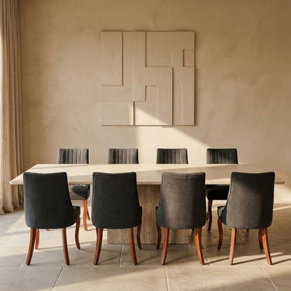 Upholstered Dining Chairs Set of 8, High Back Side Chairs for Kitchen and Dining Room, Mid-Century Modern Fabric Seating with Solid Wood Legs, Black - color: Black, size: Set of 8