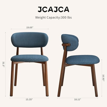 Kitchen Dining Chairs Set of 2 Modern Soft Linen Farmhouse Dining Room Chair with Metal Leg, Blue/Walnut - color: 18 Inch Blue/Walnut Linen