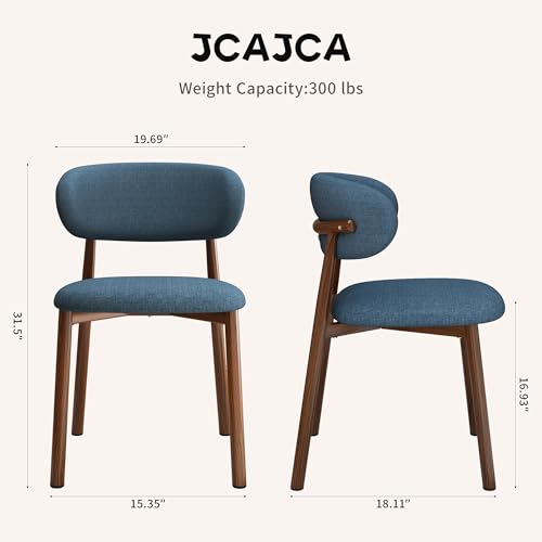 Kitchen Dining Chairs Set of 2 Modern Soft Linen Farmhouse Dining Room Chair with Metal Leg, Blue/Walnut - color: 18 Inch Blue/Walnut Linen