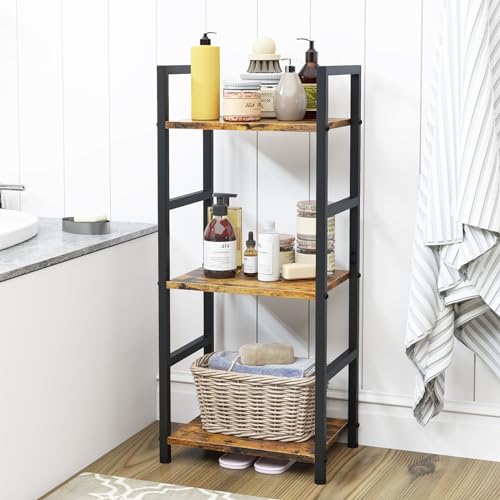 Bookshelf Storage Shelf Bookcase, 3 Tier Industrial Bookcase,Small Book case for Living Room, Bedroom, and Home Office, Easy Assembly Free Combination Multi-Functional Organizer(3 Tier,Rustic Brown) - size: 3 Tier