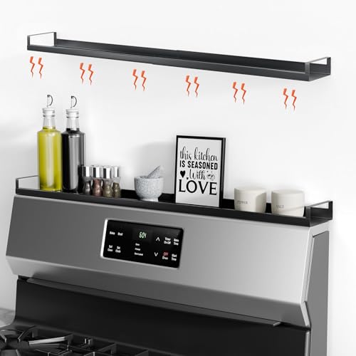 Bumusty 30" Adjustable Magnetic Stove Top Shelf, Matte Black | Expandable Spice Rack with Strong Magnetic Hold for Seasoning Storage and Kitchen Counter Organization - size: Magnetic