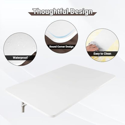Neoaider Upgrade Wall Mounted Folding Table 31.5”L x 15.7”W, White | Laundry Folding Table with Heavy Duty Metal Collapsible Shelf Brackets, Wall Mounted Desk Fold Down for Small Spaces - color: White, size: 31.5" x 15.7"