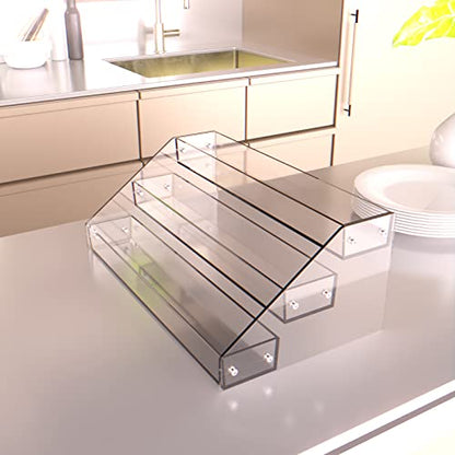 Homakover 3 Tier Acrylic Spice Rack Kitchen Organizer, Sturdy Construction, Space Saving, Great for Cabinets, Pantry, Countertops - color: 3 Tier