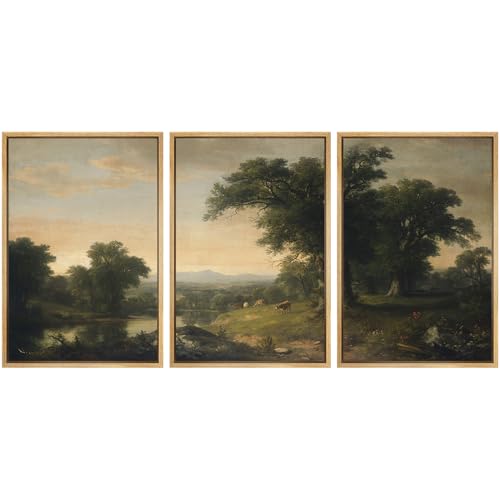 SIGNWIN Framed Canvas Print Wall Art Set Pastoral Countryside Vintage Landscape Illustrations Modern Scenic Colorful Ultra for Living Room, Bedroom, Office - 16"x24"x3 Natural - color: A26-2510-m25, size: 16"x24"x3 Panels Natural