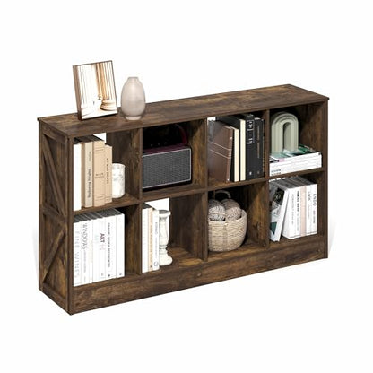 Furinno Jensen Book Shelf, 8-Cube Farmhouse Bookshelf, Display Bookcase, 11.8 x 47.6 x 26.8, for Living Room, Bedroom, Home Office, Amber Pine - color: Amber Pine, size: 8-Cube Farmhouse