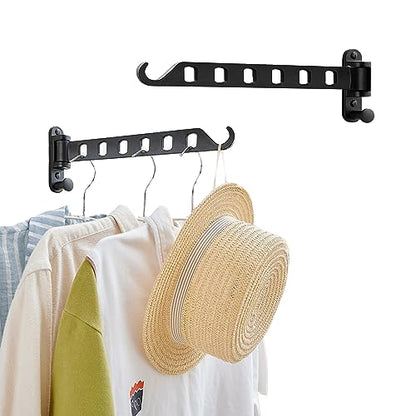 JOOM Laundry Drying Rack Wall Mounted Clothes Drying Rack Clothes Hanger Black - color: Black, size: two pack