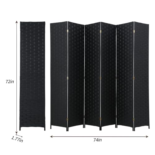 Meet Perfect 6-Panel Room Divider, 6 FT Tall x 107" Wide Folding Privacy Screen, Freestanding Room Partition for Bedroom, Apartment, Kids, Kitchen, Home Office – Black - color: Black, size: 6 panel