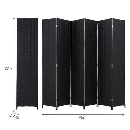 Meet Perfect 6-Panel Room Divider, 6 FT Tall x 107" Wide Folding Privacy Screen, Freestanding Room Partition for Bedroom, Apartment, Kids, Kitchen, Home Office – Black - color: Black, size: 6 panel