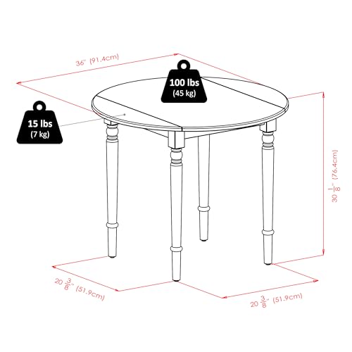 Winsome Sorella Round Double Drop Leaf Dining Table, Walnut - color: Walnut, size: Table