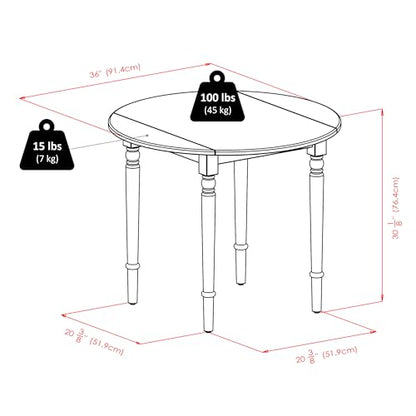 Winsome Sorella Round Double Drop Leaf Dining Table, Walnut - color: Walnut, size: Table