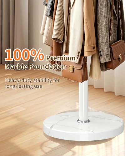 Metal Coat Rack, Modern Coat Rack Stand, Heavy Duty Coat Tree Stand | Coat Rack Freestanding with Natural Marble Base, Coat Racks, White Clothes Tree Hanger Stand with 10 Hooks & Umbrella Holder - color: White-10Hooks