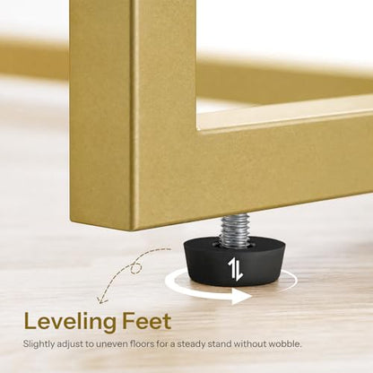 HOOBRO C Shaped End Table, Set of 2, Glass Side Table with Metal Frame, Gold Coffee Table for Small Space, Modern Style, for Living Room, Gold GD03SFP201 - color: Gold