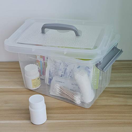 6-Pack Plastic Storage Box, 6 L Clear Storage Bins with Lid | 10.6"L x 7.6"W x 6.3"H, Integrated Top Handle, SecureLatches, Versatile For Craft, Cosmetic And Small Supply Storage - size: 6 L