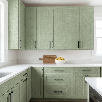 WADILE Grasscloth Peel and Stick Wallpaper 15.7in x 78.7in Light Green | Textured contact paper, Faux linen, Vinyl material, Cabinets, Self adhesive - color: Light Green, size: 15.7" x 78.7"