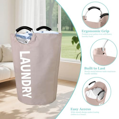 WOOHA 125L Large laundry basket,Collapsible laundry hamper, Tall Clothes Baskets Folding Washing Bin Foldable Fabric Hamper Bags for Bedroom, Closet,Bathroom,College,laundry bag,khaki - color: khaki, size: 125L-XXXL