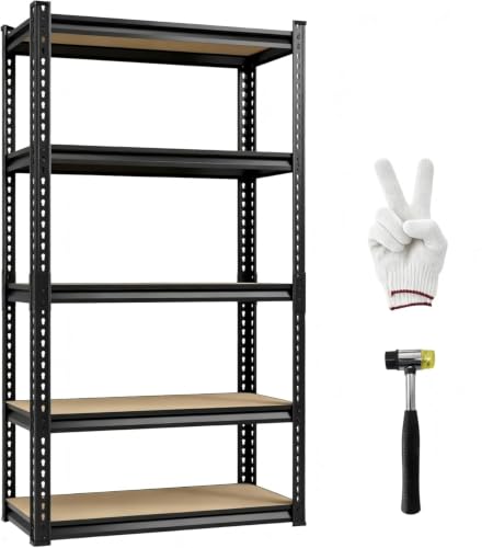 2025LBS Heavy Duty Garage Shelving 5-Tier Garage Storage Shelves | 3030LBS Heavy Duty for Commercial,Pantry, Kitchen,Warehouse,Basement - size: 28" W x 12" D x 60" H