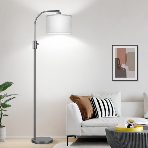 Nintiue Upgraded Modern Arc Dimmable Tall Standing Floor Lamp with Gray Shade, 1200 Lumens LED Bulb Included, for Living & Reading Room, Bedroom, Office & Nursery, Gray - color: Gray-Gray Shade