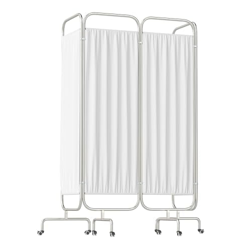 4-Panel Medical Privacy Screen on Wheels, 79"x71" Medical Screen | Portable Medical Privacy Screen Indoor Room Privacy Screen Divider, Stainless Steel Contruction, Folds Easy for Storage - size: 4-Panel
