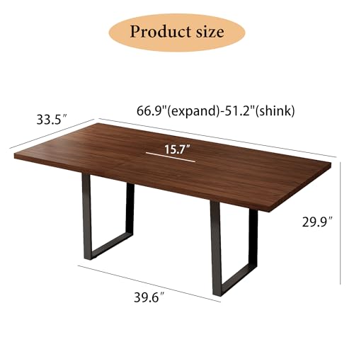 Mid-Century Extendable Dining Table Set, 51"-67", 6 Upholstered Chairs - color: Expandable Table, size: 51"-67"