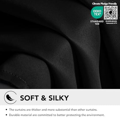 Deconovo Blackout Curtain Panel – Solid Grommet Top, Thermal Insulated & Energy‑Saving, Machine‑Washable Room Darkening Window Treatment for Bedroom & Living Room, 1 Panel, Black, 42W x 63L | Closet Drape 1 Panel, Room Darkening, Thermal Insulated, Gromme