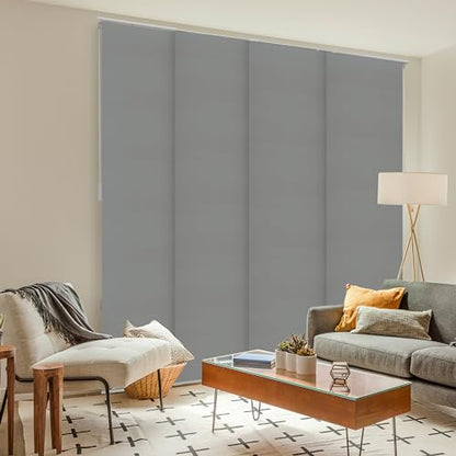CHICOLOGY Panel Track Blinds, Jersey Grey, 86"x96", Cordless, Divider | 4 Fabric Panels, Fits 46–86″ Wide, Wall/Ceiling Mount, Room Divider Ready, Height Trimmable, Child & Pet Safe - color: Skyrise Grey