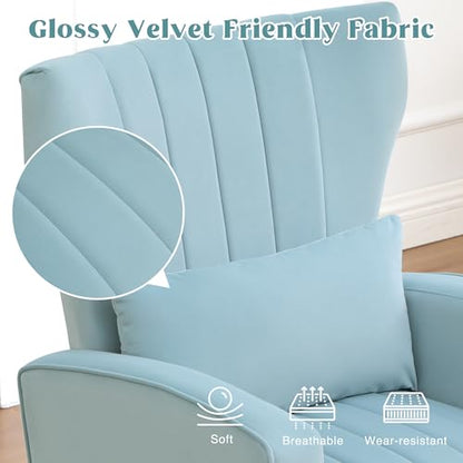 Modern Accent Chair Upholstered Living Room Chair,High Back Arm Chair with Metal Legs Lumbar Reading Chair for Bedroom, Apartment, Small Spaces Sky Blue - color: Sky Blue, size: Set of 1