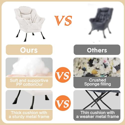 Lazy Chair, Comfy Reading Accent Chair for Bedroom, Beige | Comfy Bedroom Accent Chair with Washable Removable Cover and extra throw pillowfor Living Room Dorm - color: Beige-single