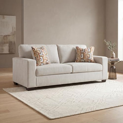 Signature Design by Ashley 85 in Chenille 3 Seater Track Arm Sofa, Stone | Polyester chenille upholstery, Wood and engineered wood frame, Sag-resistant platform foundation, Living room use, Aviemore - color: Stone, style: Sofa