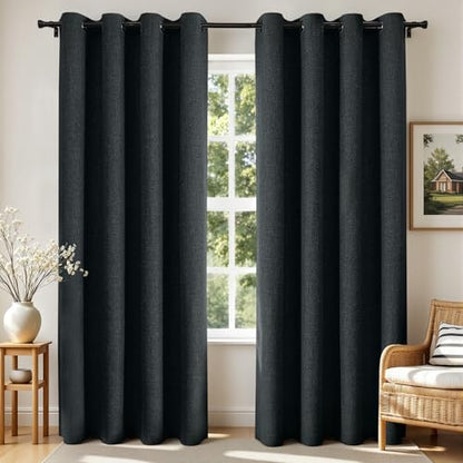 Joydeco Blackout Curtains 63 Inches Long 2 Panels Burg, Room Darkening Curtains for Bedroom, 100% Black Out Textured Thermal Drapes Privacy Protection 2 Panels Set(W52 x L63 Inch, Charcoal Grey) - color: Charcoal Grey, size: 52"W x 63"L (Pack of 2)