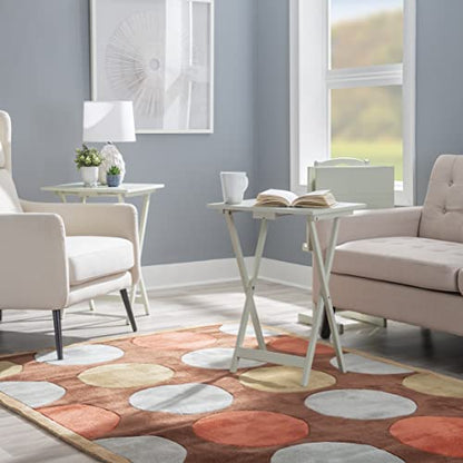 Linon Home Décor Atlas Compass Set Tray Table, Gray - color: Light Gray