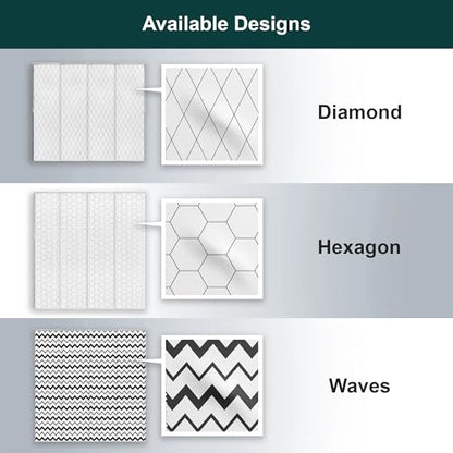 CHICOLOGY Panel Track Blinds, Hexagon Pattern, 86"x96", Cordless, Divider | 4 Fabric Panels, Fits 46–86″ Wide, Wall/Ceiling Mount, Room Divider Ready, Height Trimmable, Child & Pet Safe - color: Hexagon