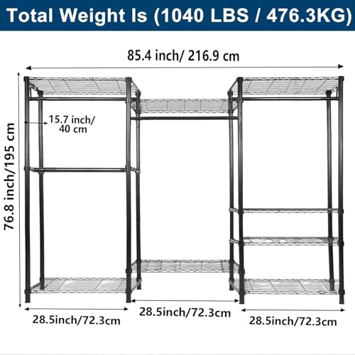 Whitmor Modern Industrial Wardrobe - color: 77 x 16 x 86 inch