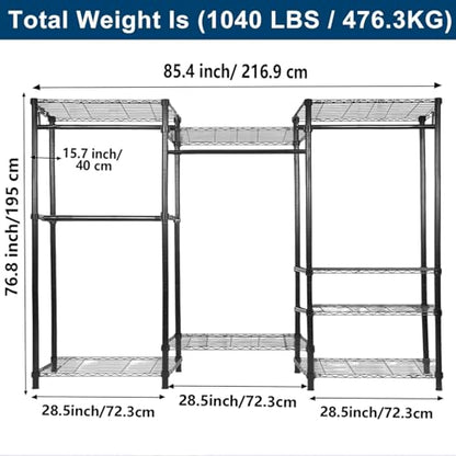 Whitmor Modern Industrial Wardrobe - color: 77 x 16 x 86 inch